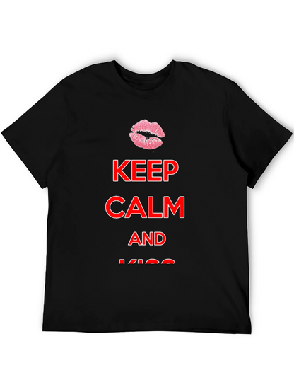 Keep Calm Kiss Mens Black Tee