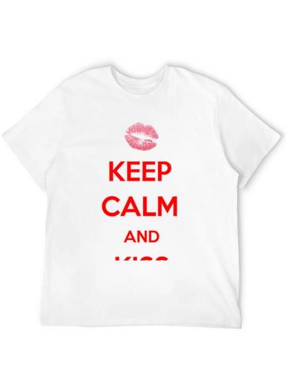 Keep Calm Kiss Mens Black Tee