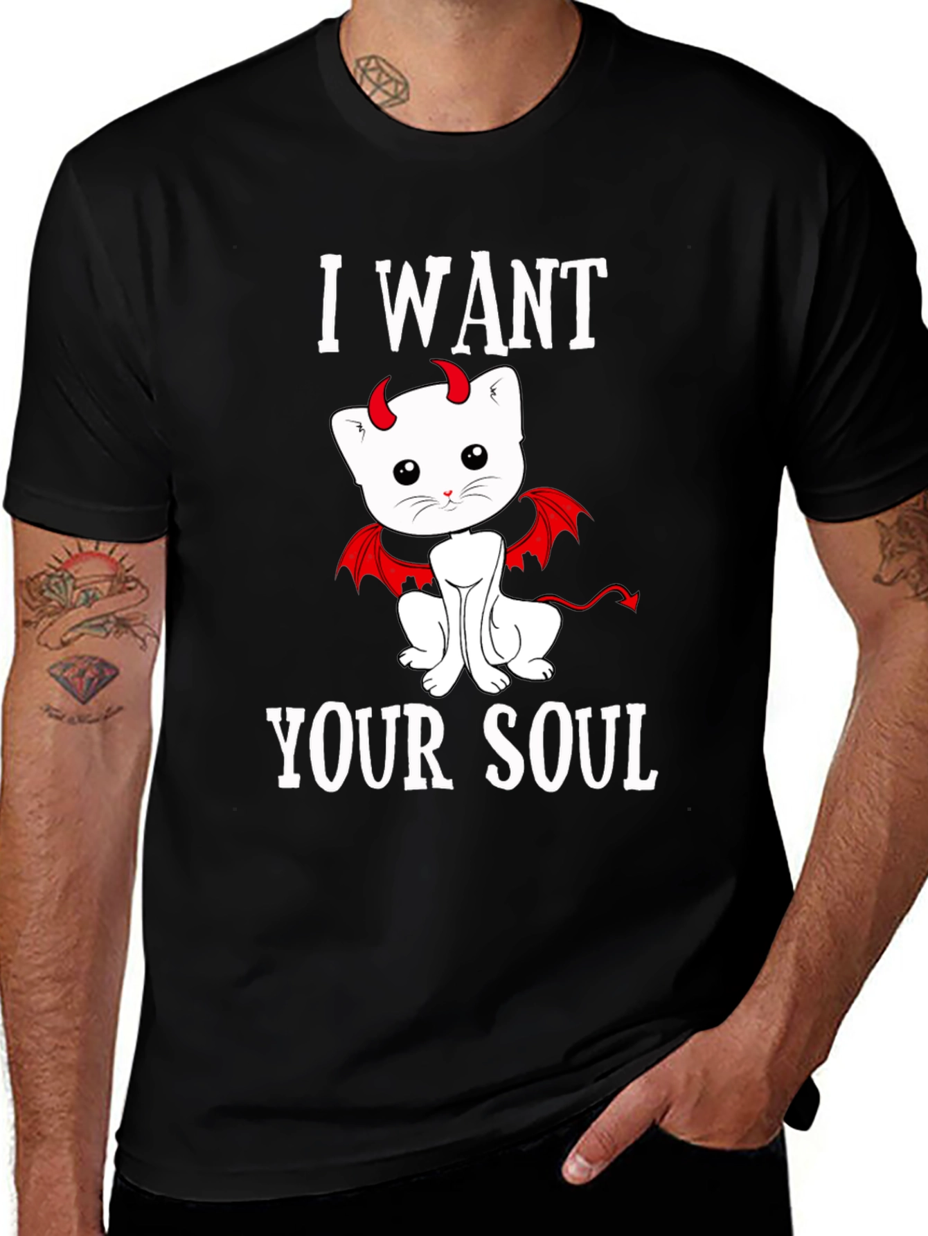 I Want Your Soul Devil Cat T-Shirt