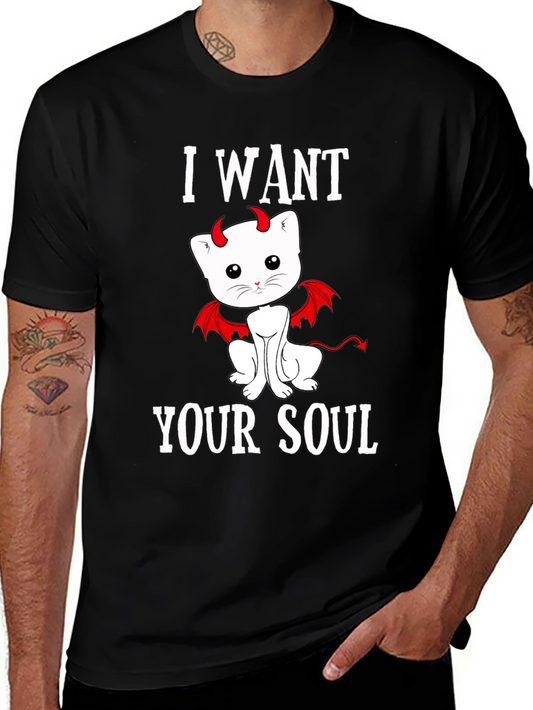 I Want Your Soul Devil Cat T-Shirt