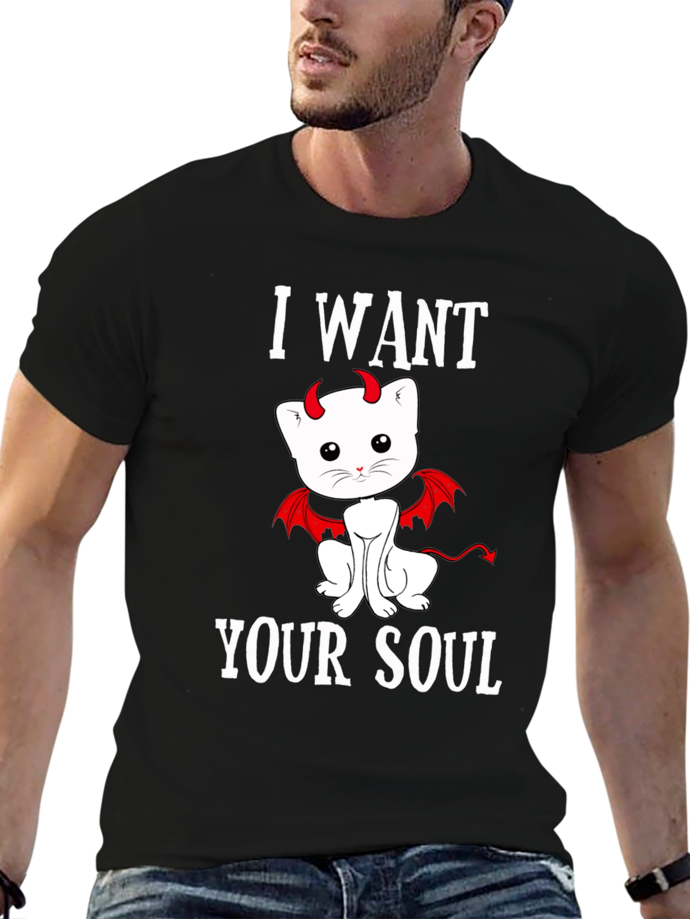 I Want Your Soul Devil Cat T-Shirt