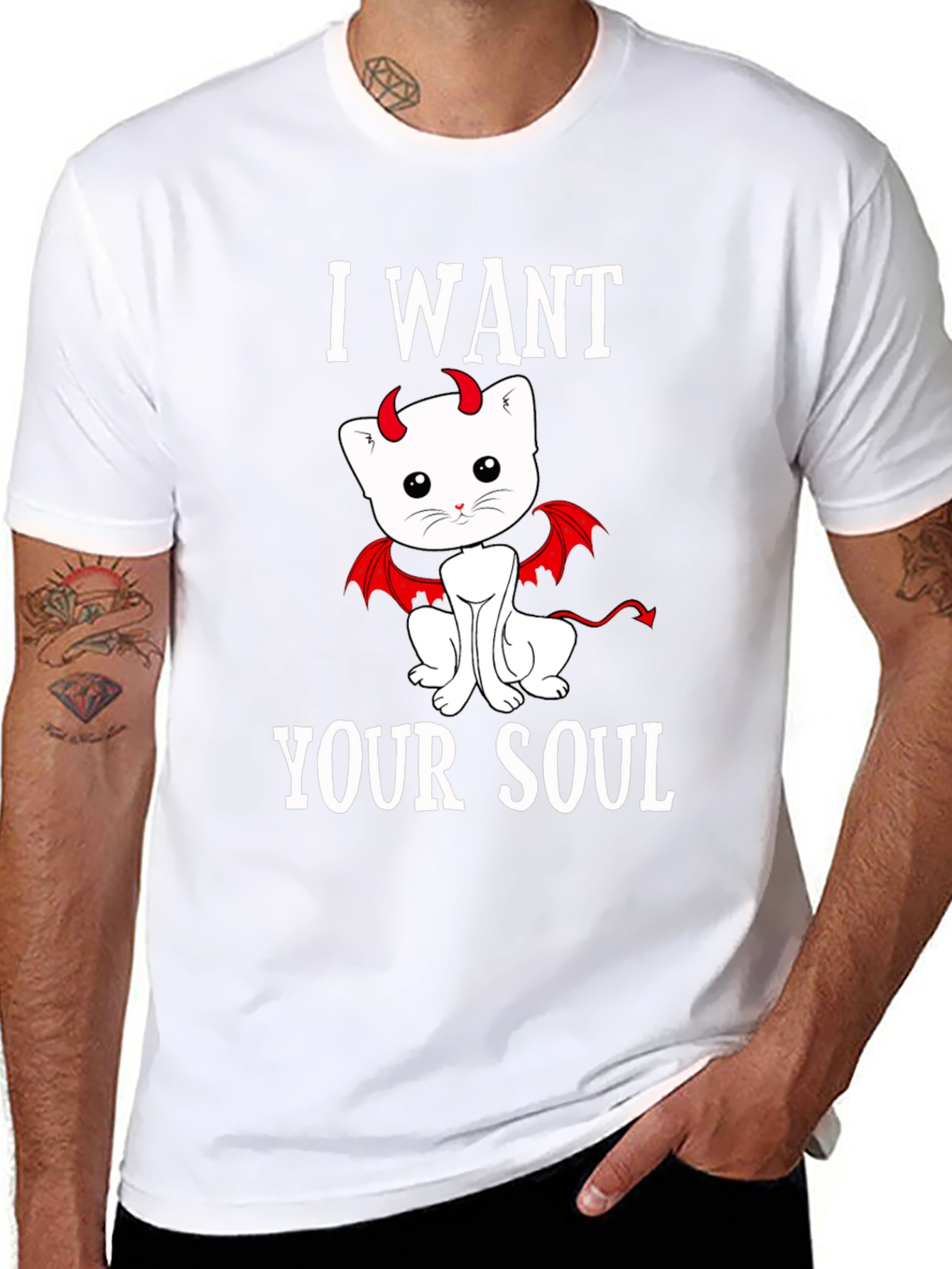 I Want Your Soul Devil Cat T-Shirt