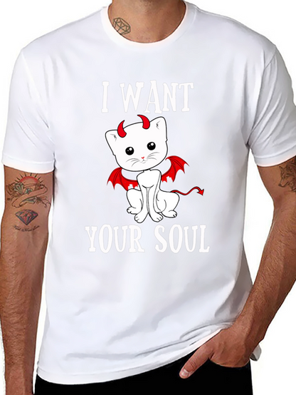 I Want Your Soul Devil Cat T-Shirt