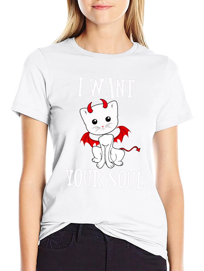 I Want Your Soul Devil Cat T-Shirt