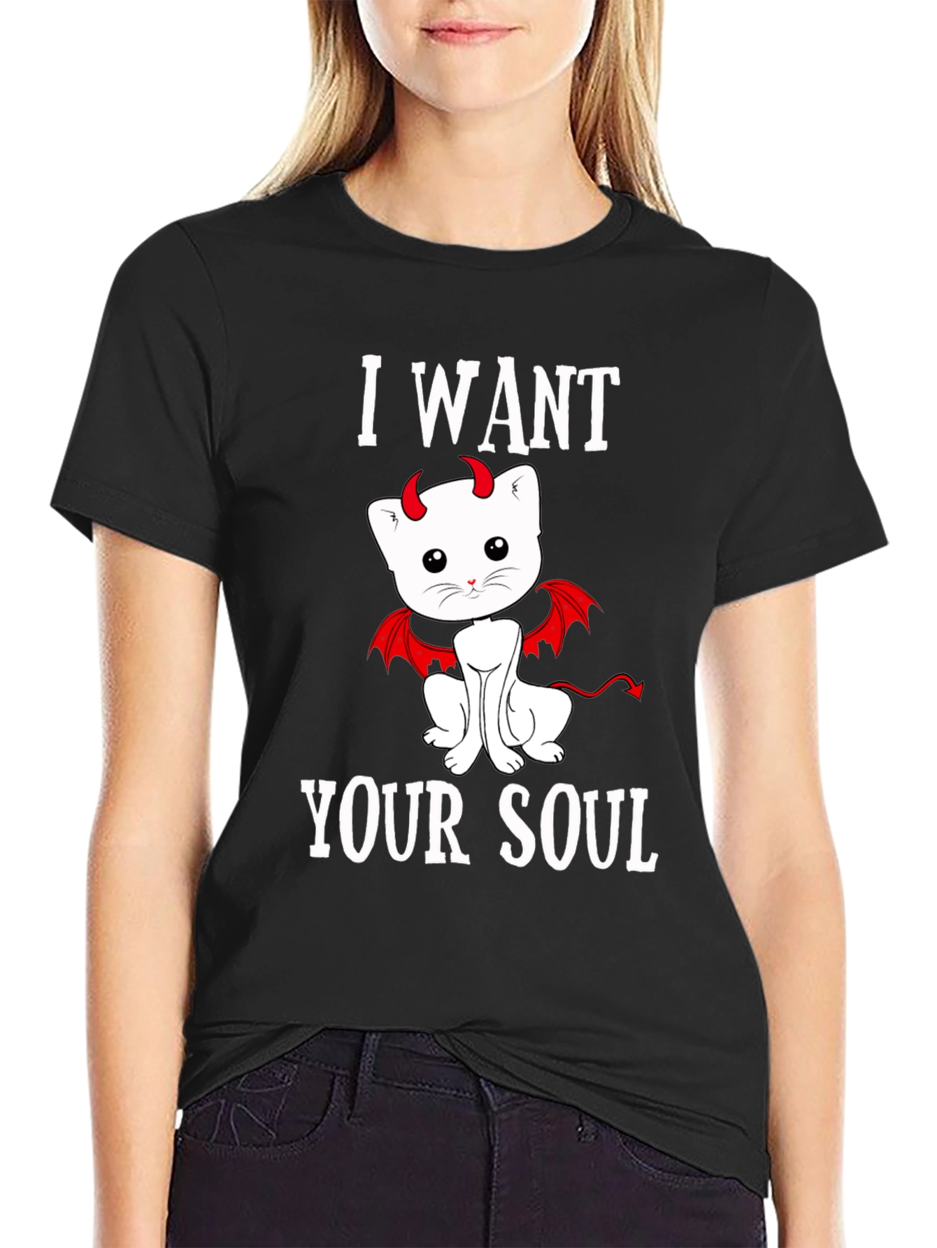 I Want Your Soul Devil Cat T-Shirt