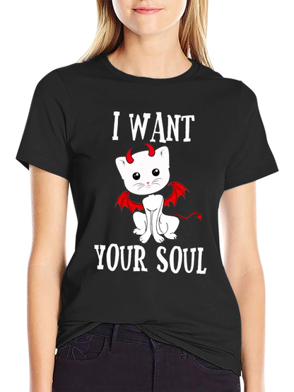 I Want Your Soul Devil Cat T-Shirt
