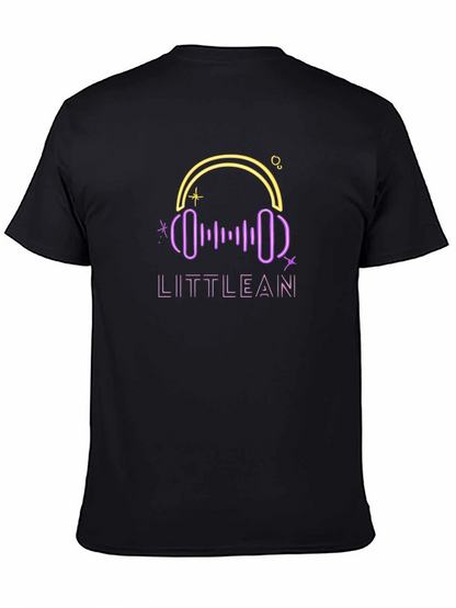 LITTLEAN Neon Headphones Black T-Shirt