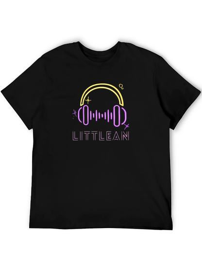 LITTLEAN Neon Headphones Black T-Shirt