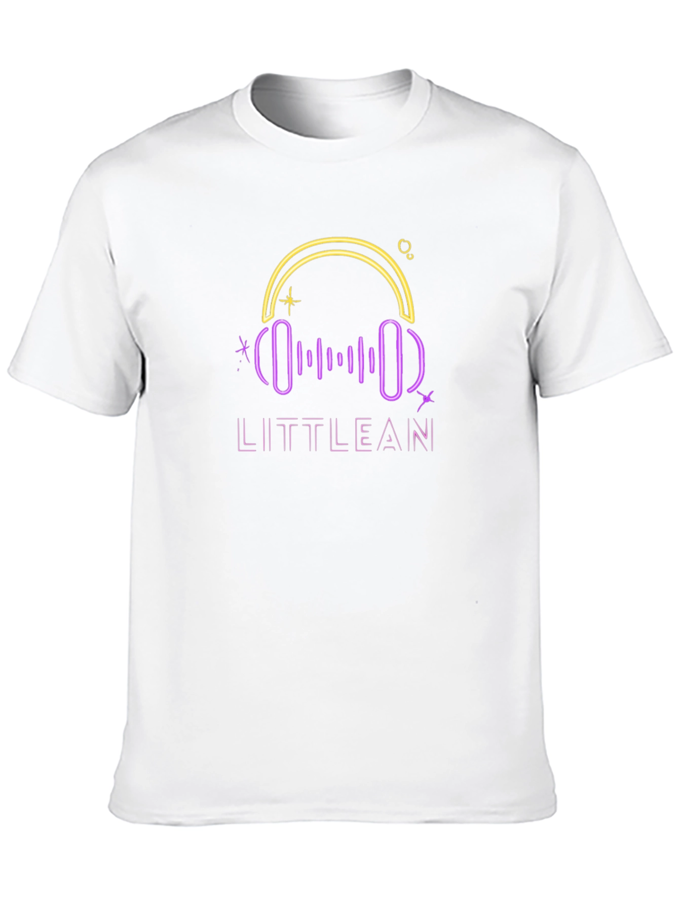 LITTLEAN Neon Headphones Black T-Shirt