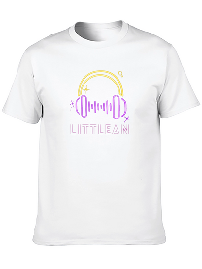 LITTLEAN Neon Headphones Black T-Shirt