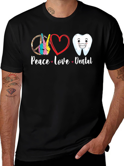 Peace Love Dental Graphic T-Shirt