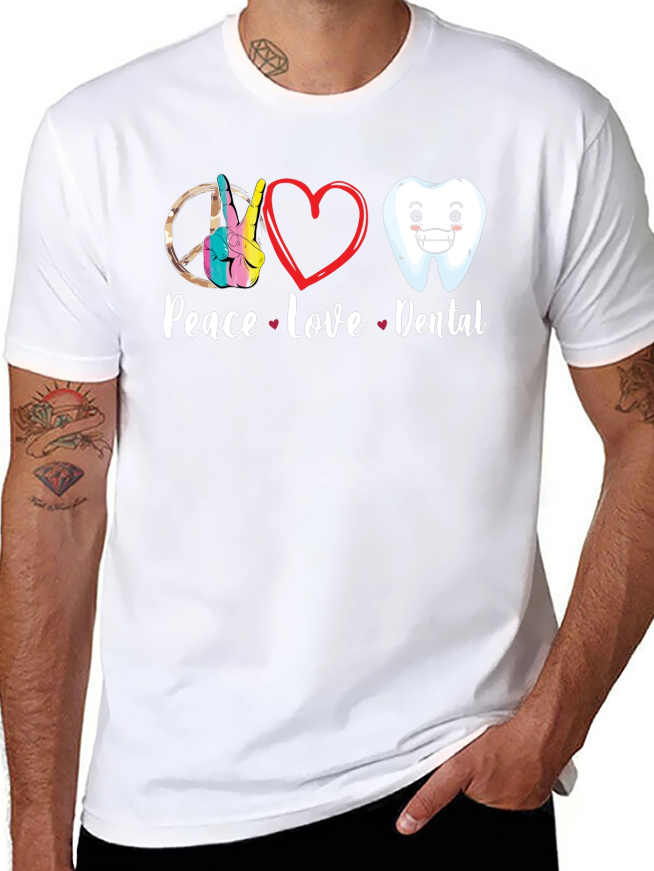 Peace Love Dental Graphic T-Shirt