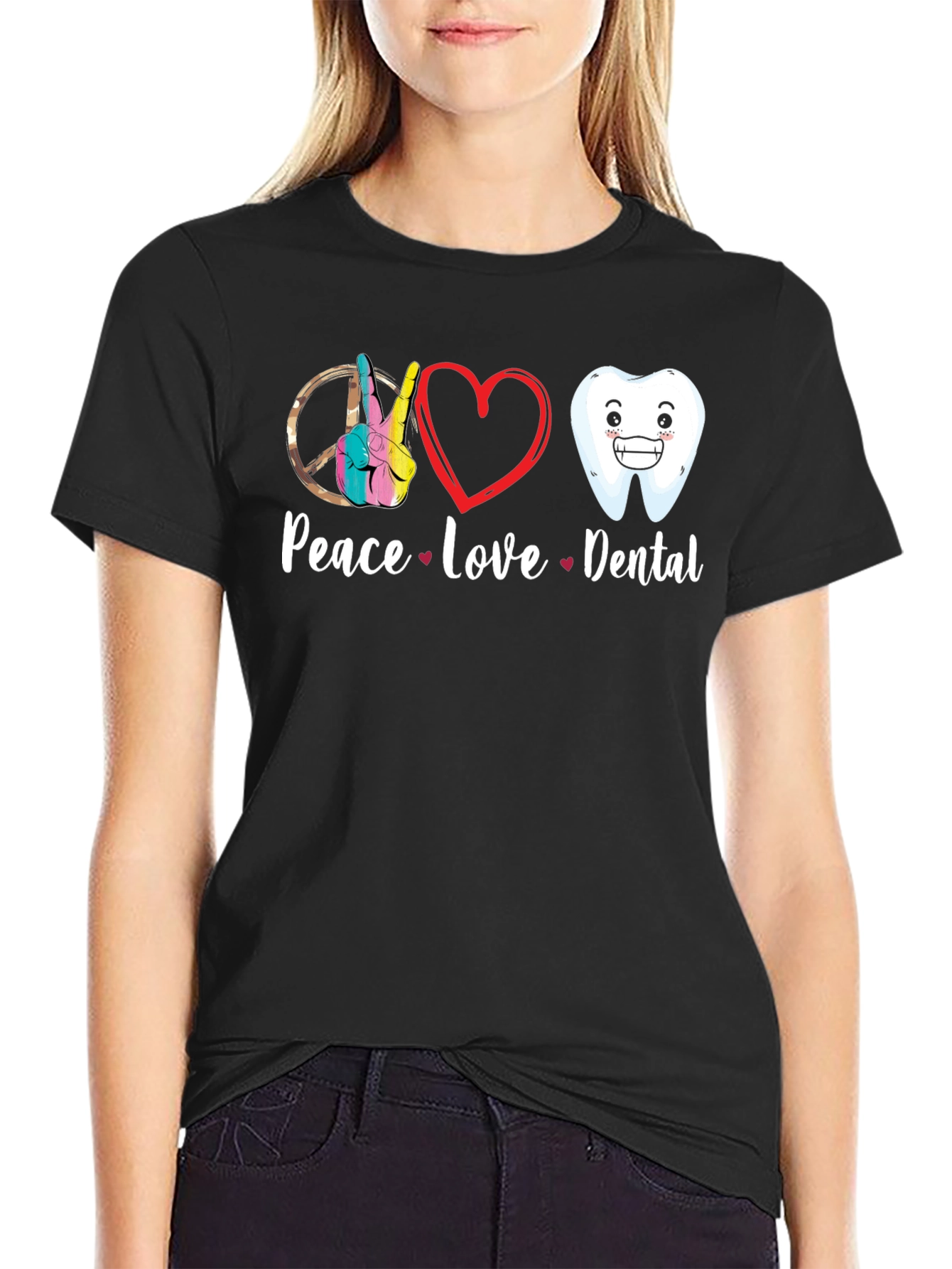 Peace Love Dental Graphic T-Shirt