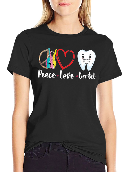 Peace Love Dental Graphic T-Shirt
