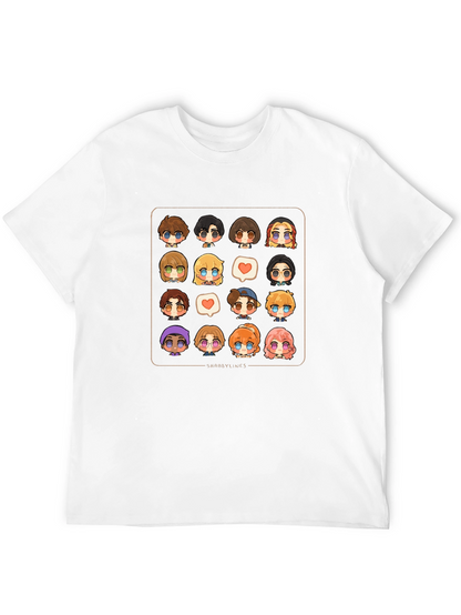 Cute Character Grid Black T-Shirt