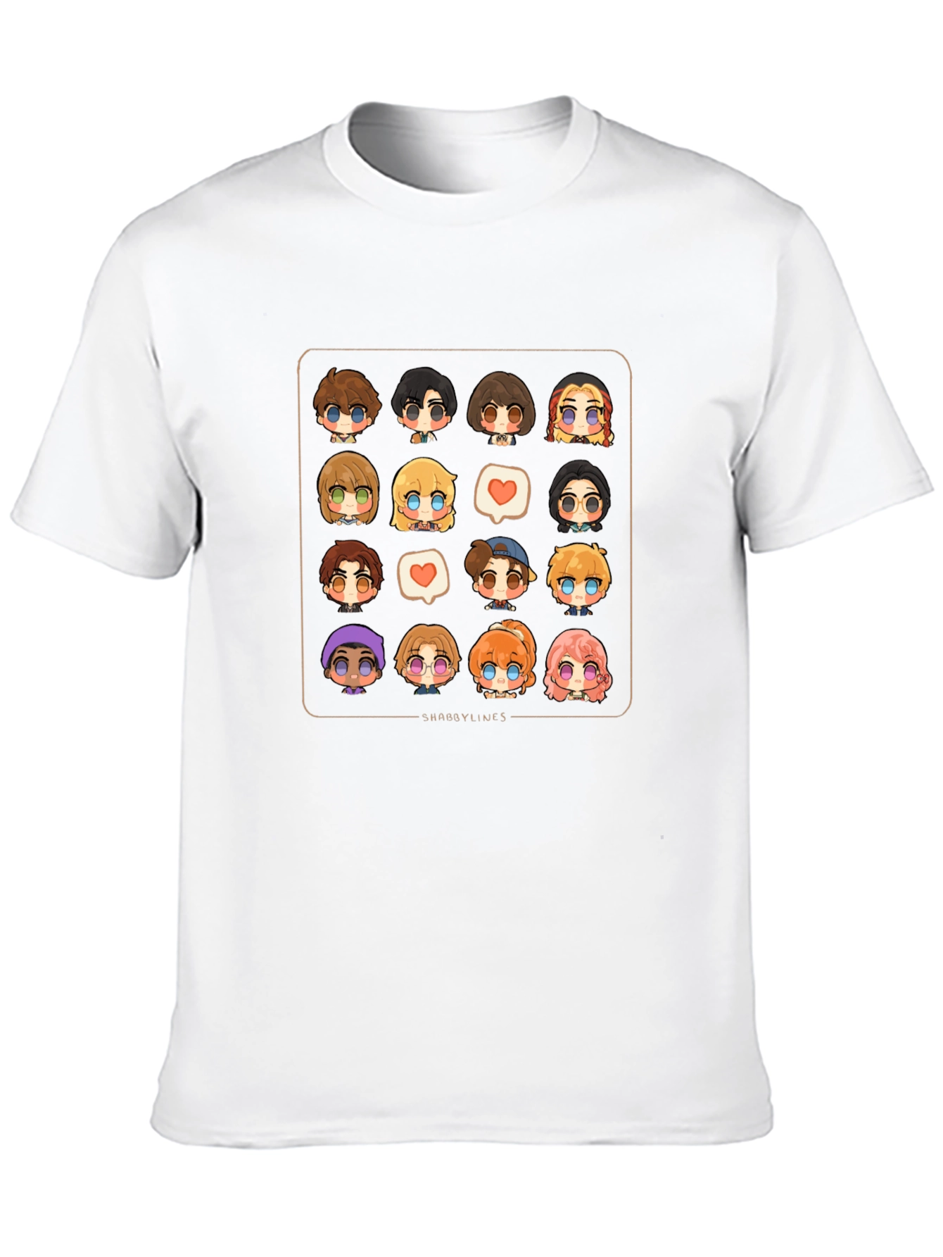 Cute Character Grid Black T-Shirt