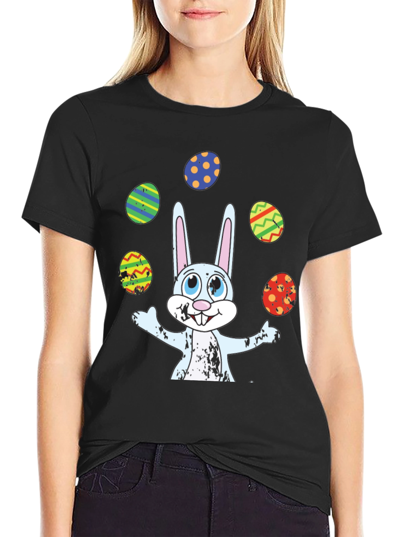 Easter Bunny Juggling Eggs Graphic Tee