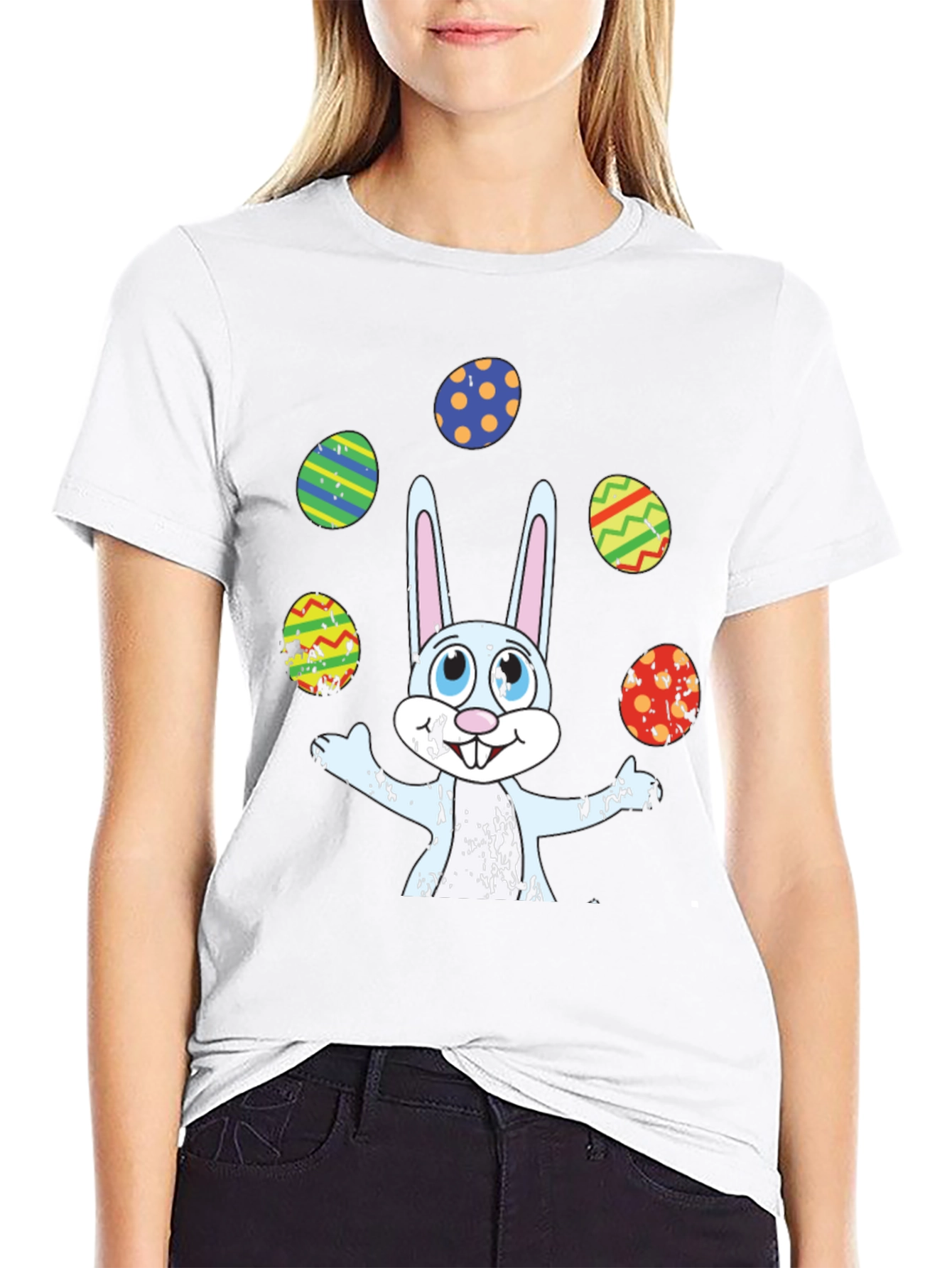 Easter Bunny Juggling Eggs Graphic Tee