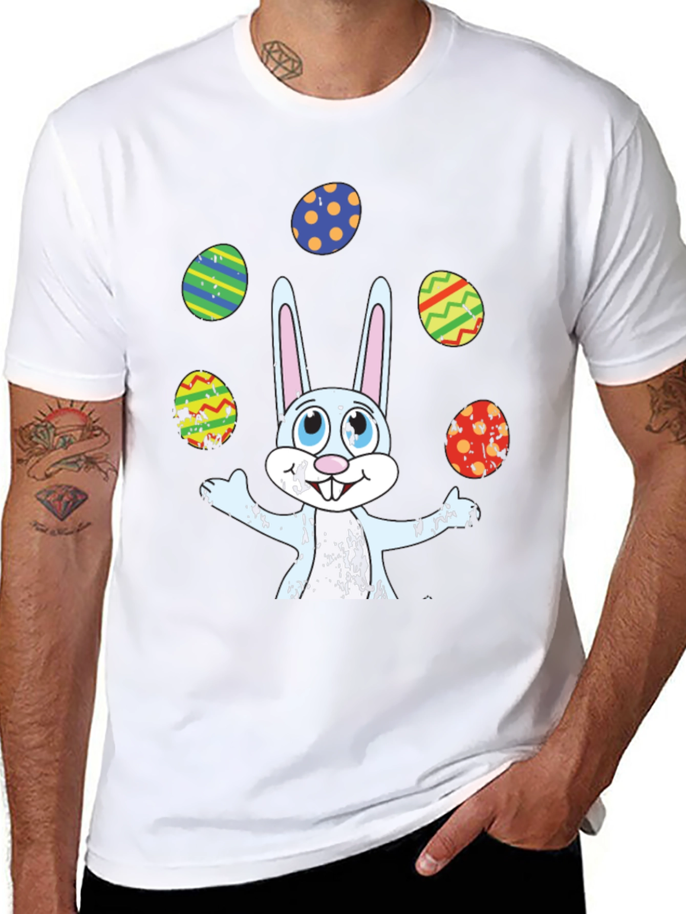 Easter Bunny Juggling Eggs Graphic Tee