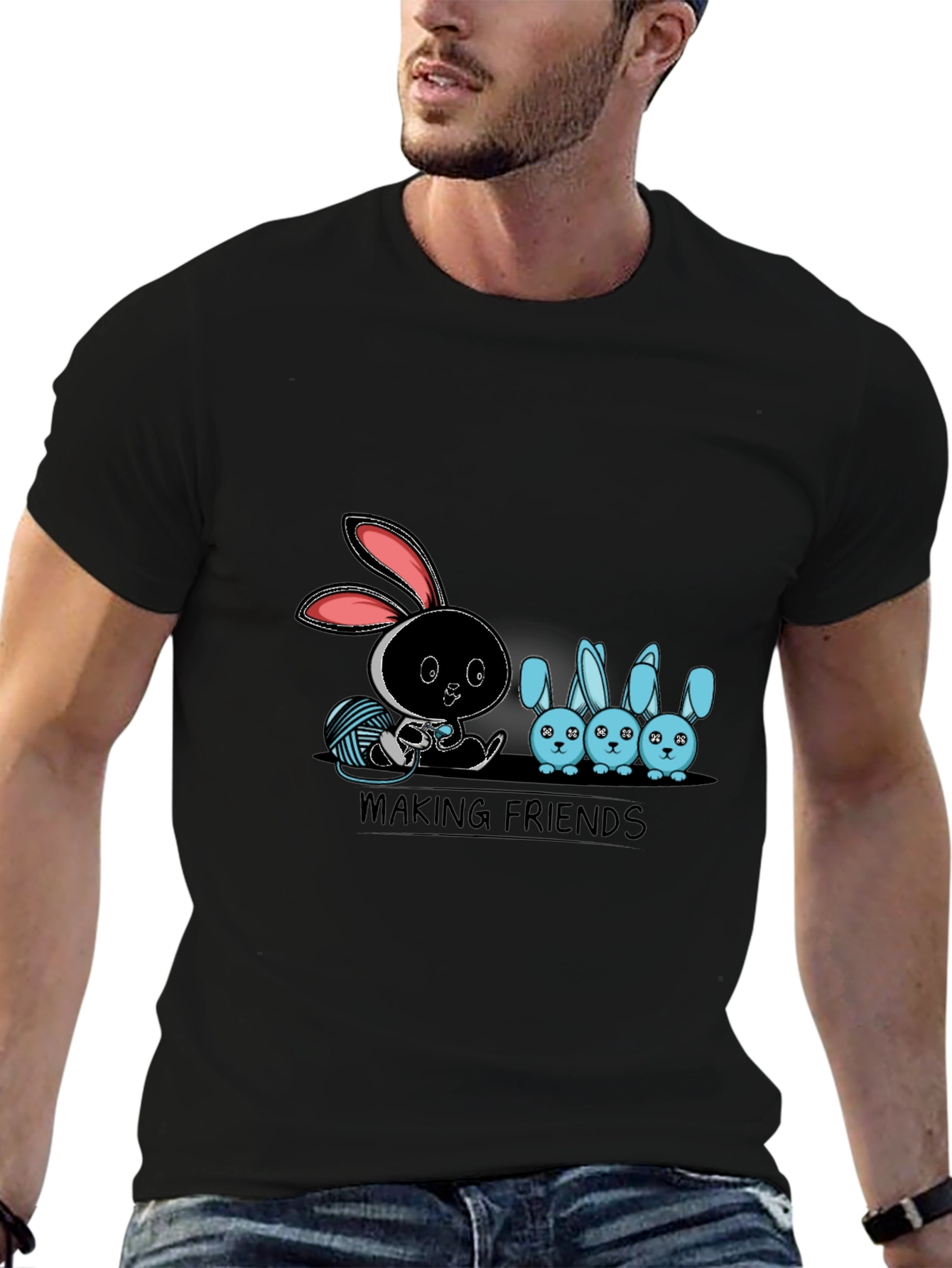Making Friends Graphic T-Shirt - Bunny Design
