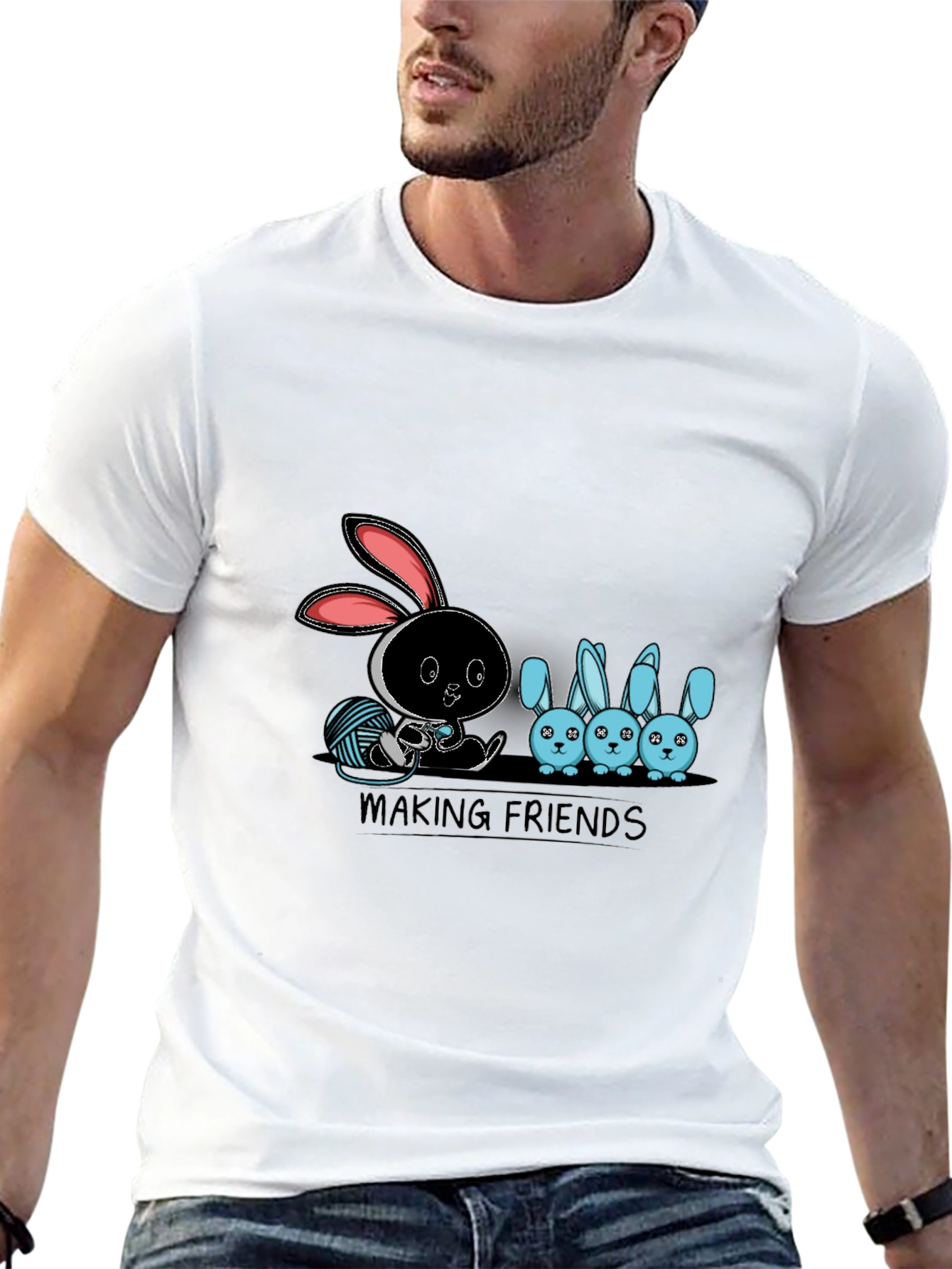 Making Friends Graphic T-Shirt - Bunny Design