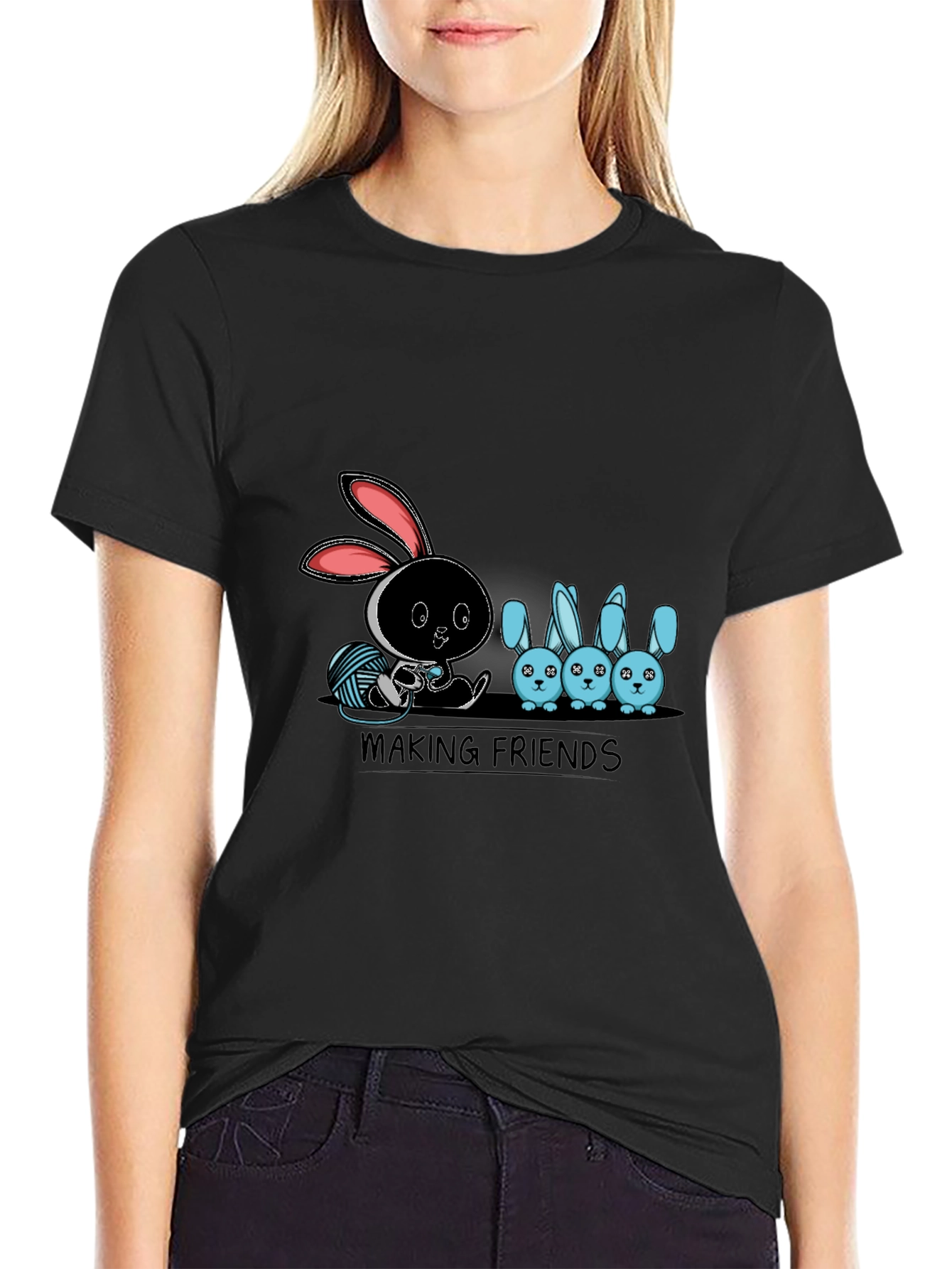 Making Friends Graphic T-Shirt - Bunny Design