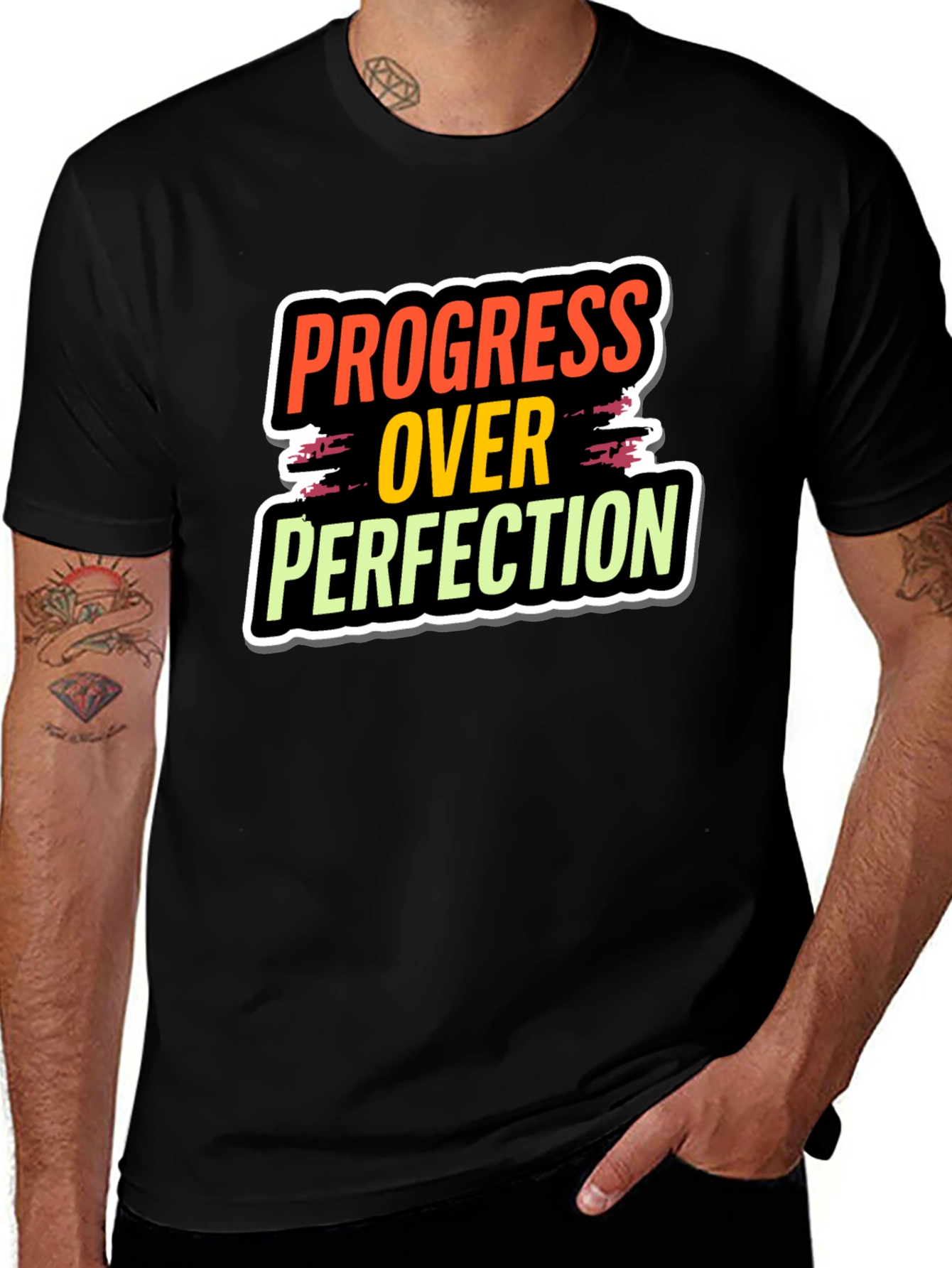 Progress Over Perfection Black T-Shirt