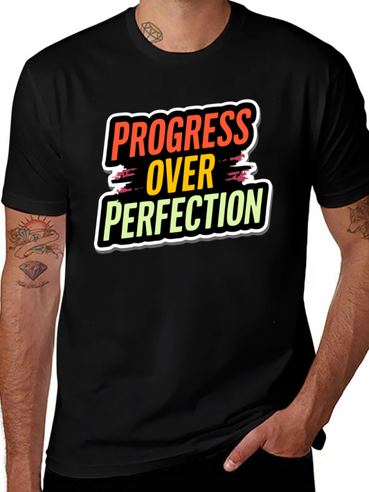 Progress Over Perfection Black T-Shirt