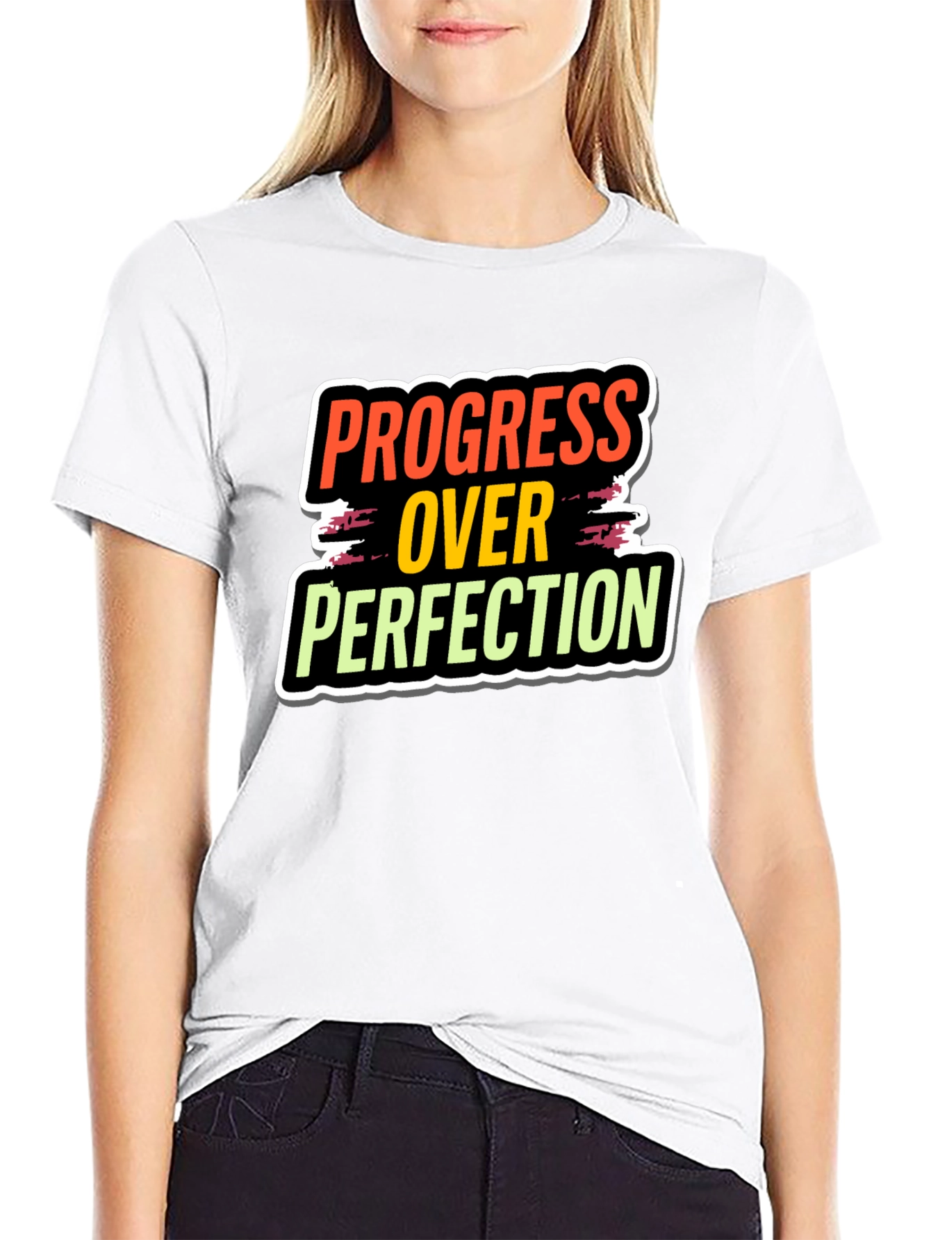 Progress Over Perfection Black T-Shirt