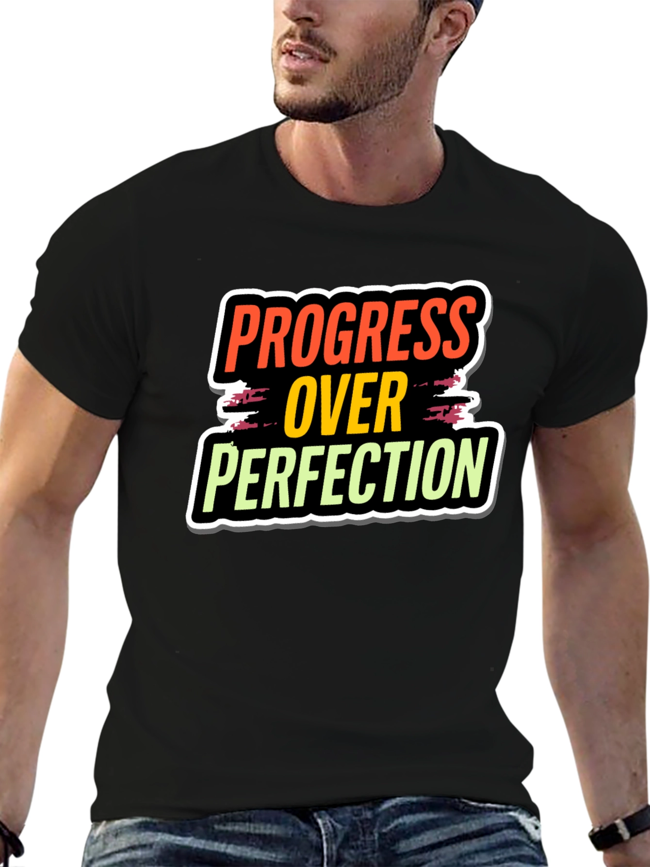 Progress Over Perfection Black T-Shirt