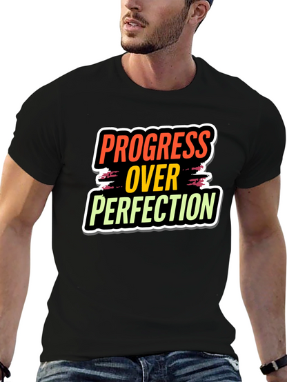 Progress Over Perfection Black T-Shirt