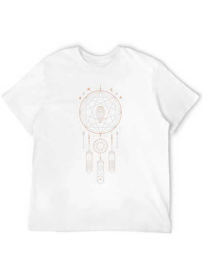 Mystic Owl Dreamcatcher Graphic Tee - Black Cotton Shirt