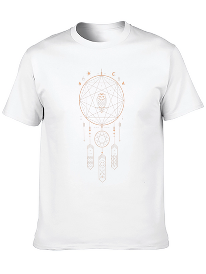 Mystic Owl Dreamcatcher Graphic Tee - Black Cotton Shirt