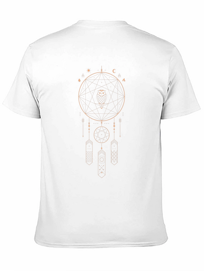 Mystic Owl Dreamcatcher Graphic Tee - Black Cotton Shirt