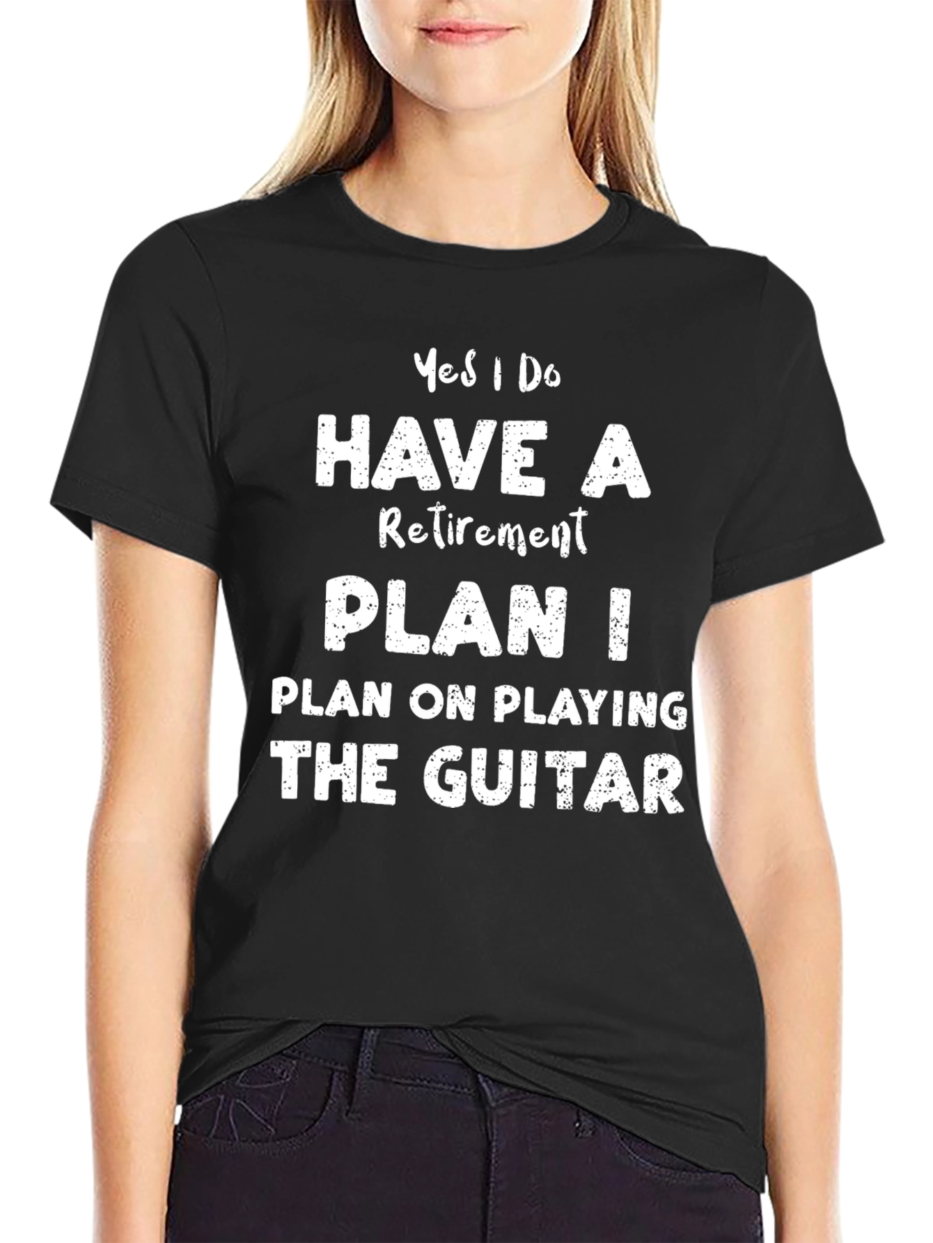 Retirement Plan Guitar T-Shirt - Black Cotton Tee