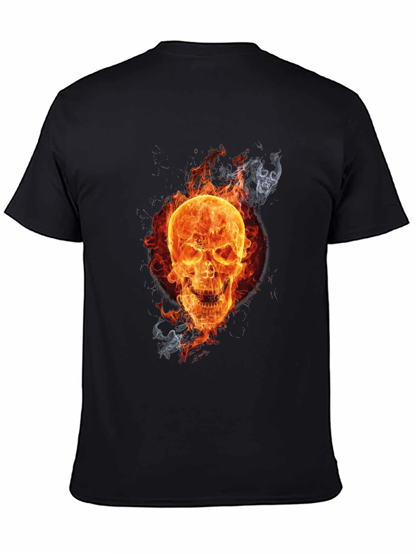 Fiery Skull Graphic Tee - Mens Black T-Shirt