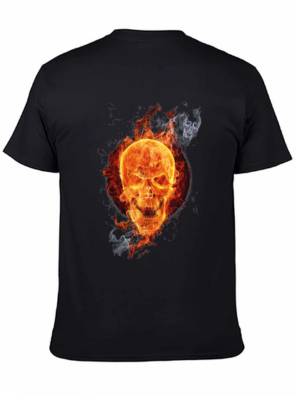 Fiery Skull Graphic Tee - Mens Black T-Shirt