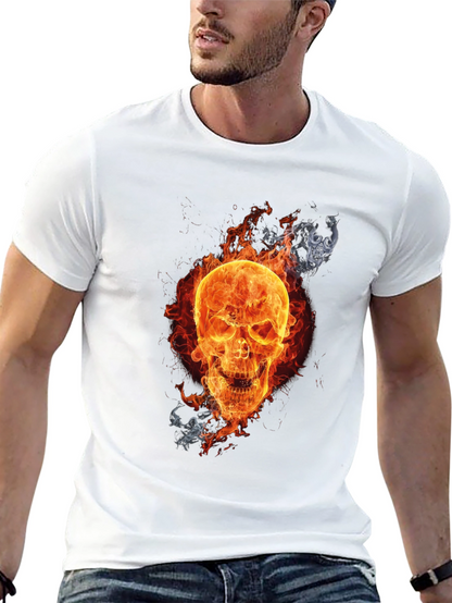 Fiery Skull Graphic Tee - Mens Black T-Shirt