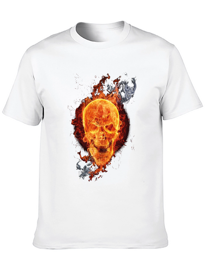 Fiery Skull Graphic Tee - Mens Black T-Shirt