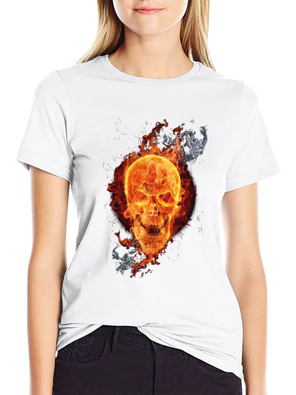 Fiery Skull Graphic Tee - Mens Black T-Shirt
