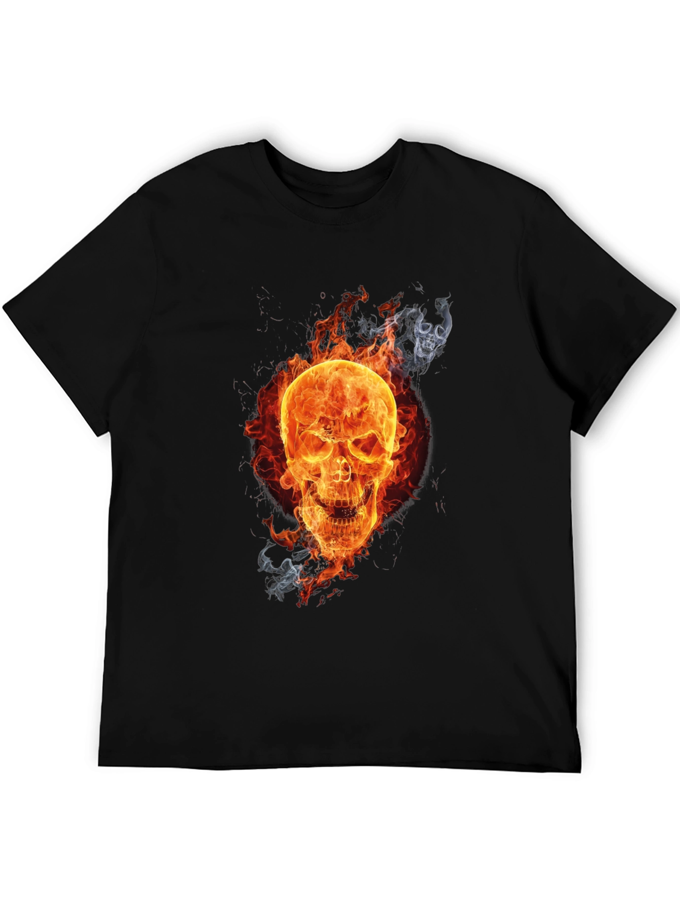 Fiery Skull Graphic Tee - Mens Black T-Shirt