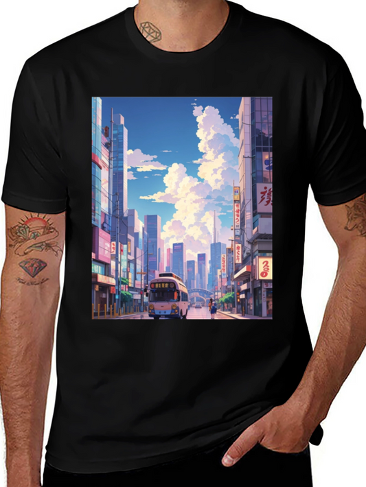 Cityscape Anime T-Shirt - Stylish Graphic Tee