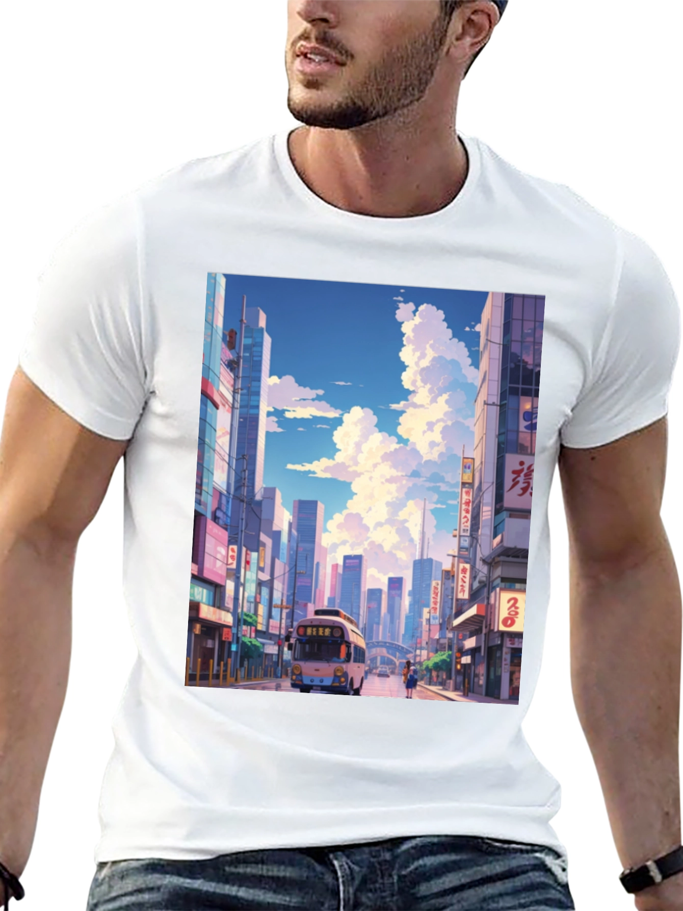 Cityscape Anime T-Shirt - Stylish Graphic Tee