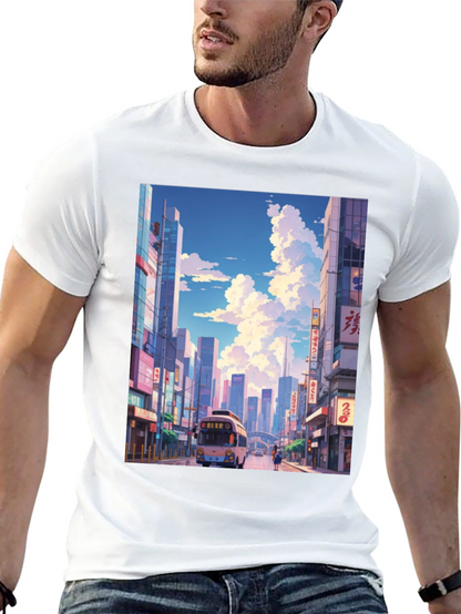 Cityscape Anime T-Shirt - Stylish Graphic Tee