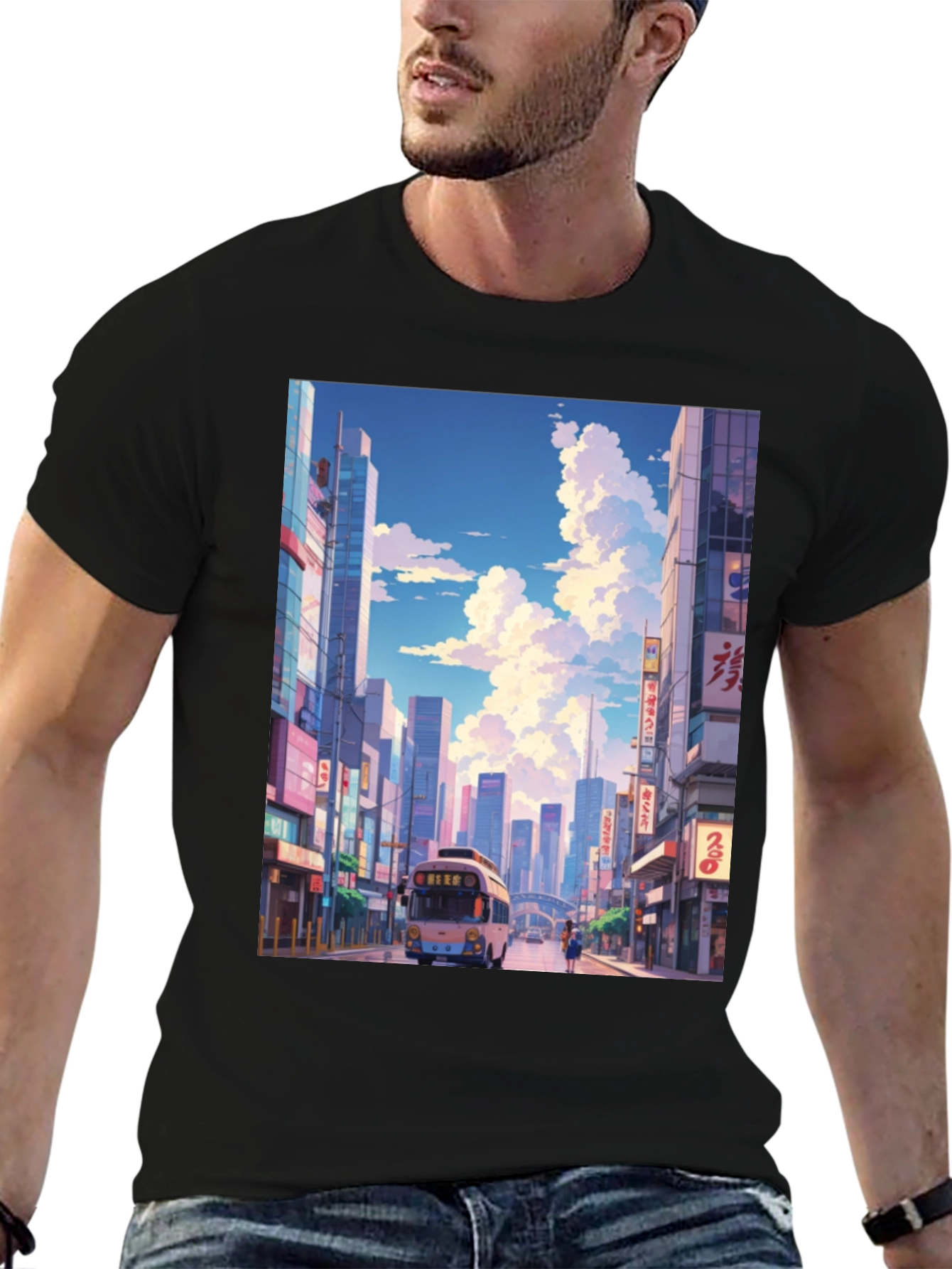 Cityscape Anime T-Shirt - Stylish Graphic Tee