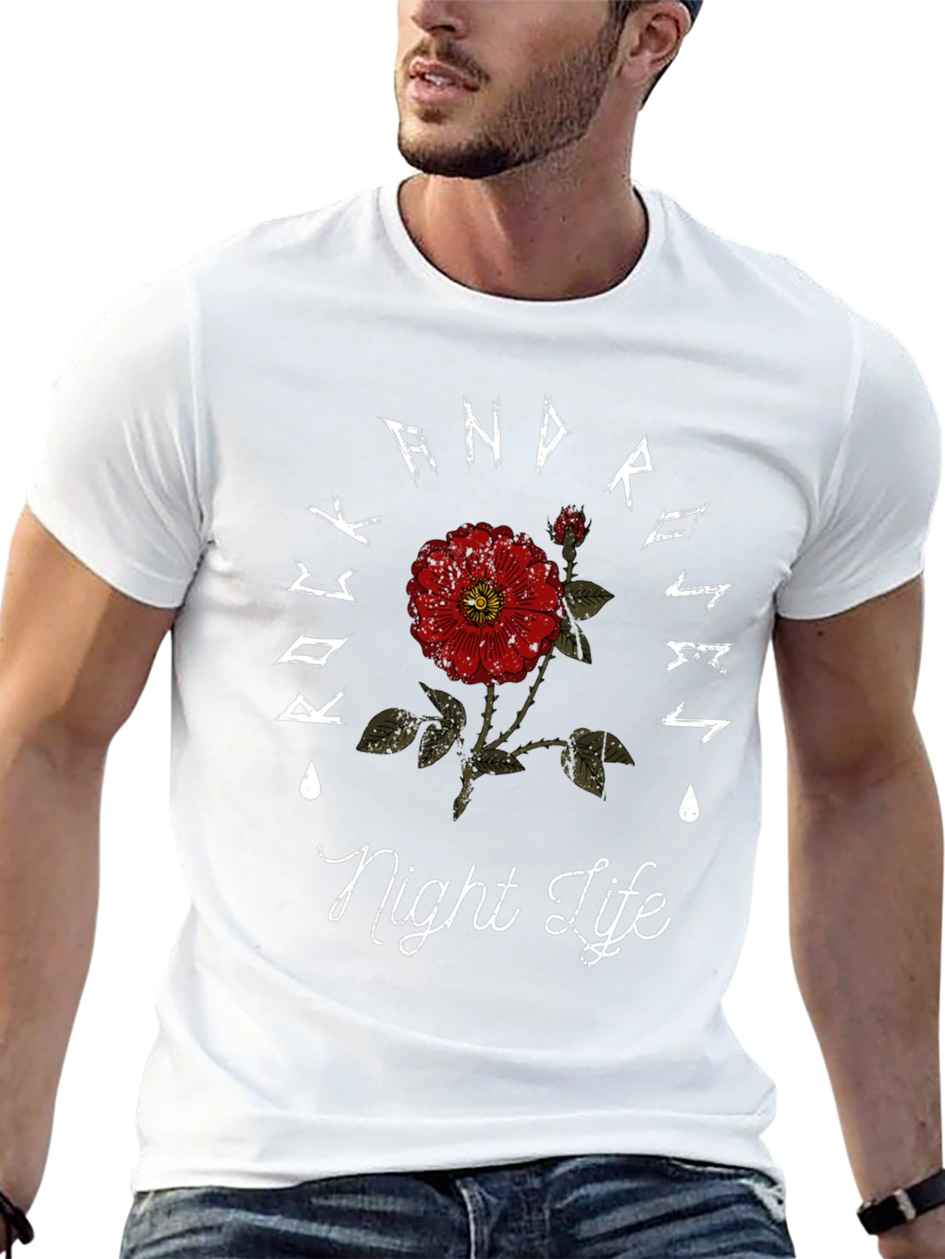 Rock And Roses Night Life Black T-Shirt
