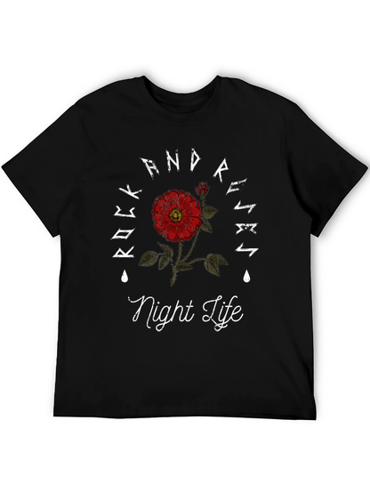Rock And Roses Night Life Black T-Shirt