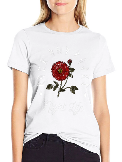 Rock And Roses Night Life Black T-Shirt