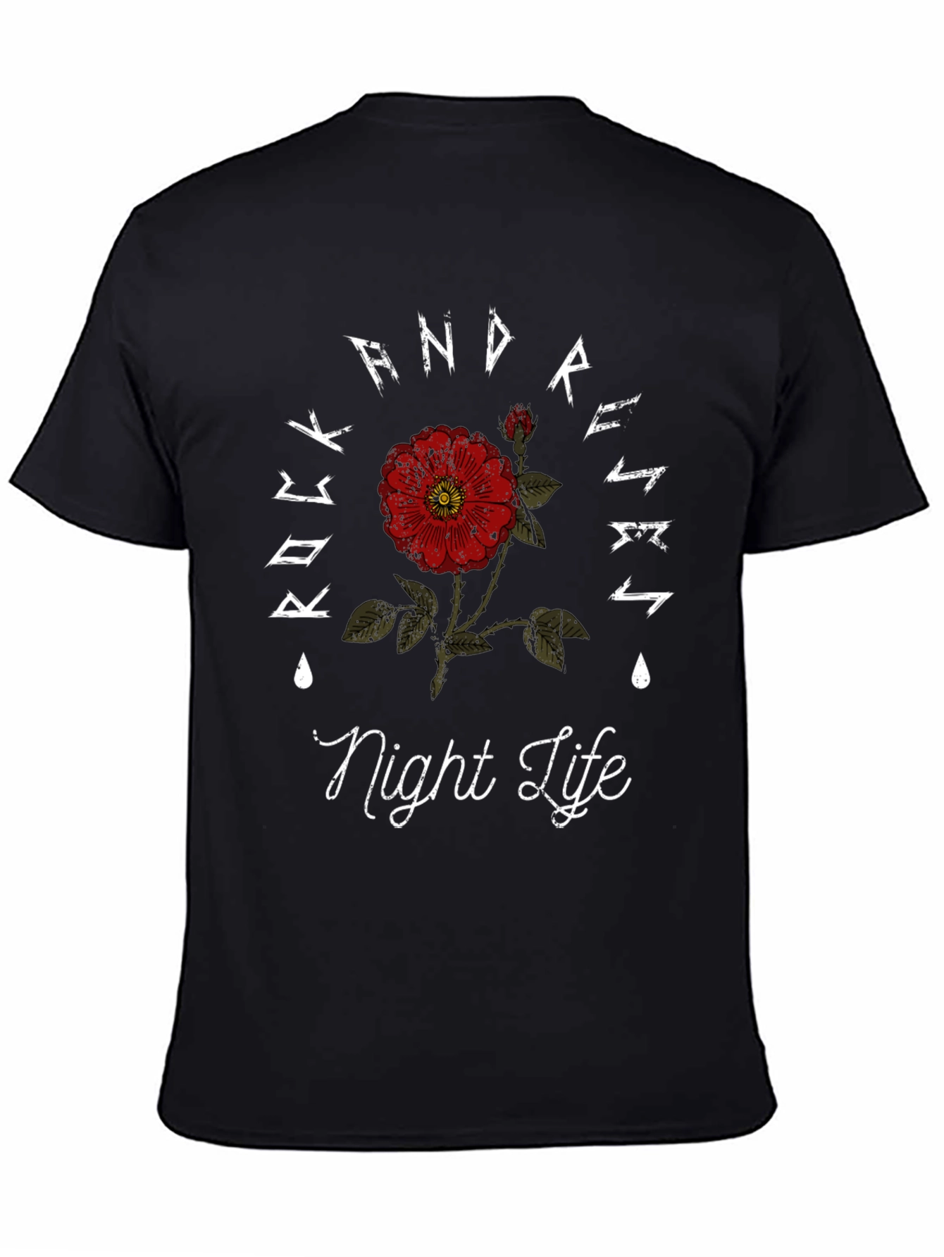 Rock And Roses Night Life Black T-Shirt