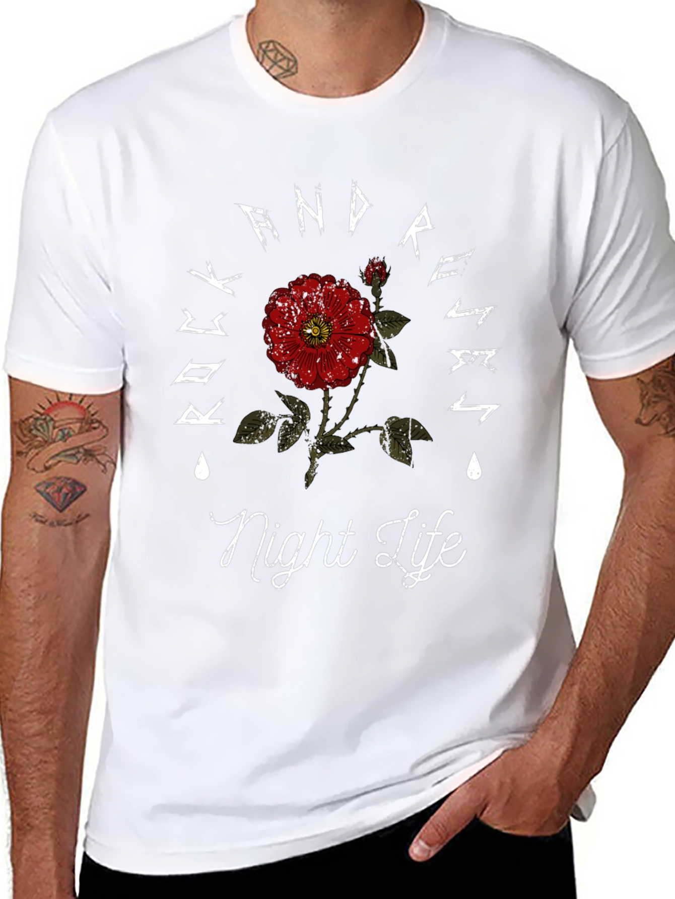 Rock And Roses Night Life Black T-Shirt